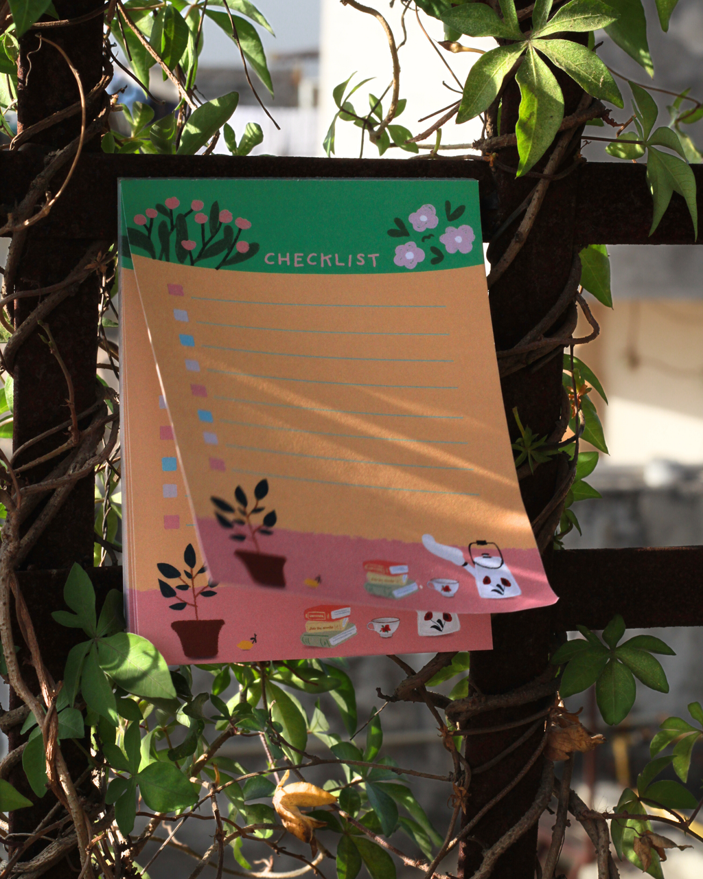 Checklist notepad with plant-themed design. Buy online India.