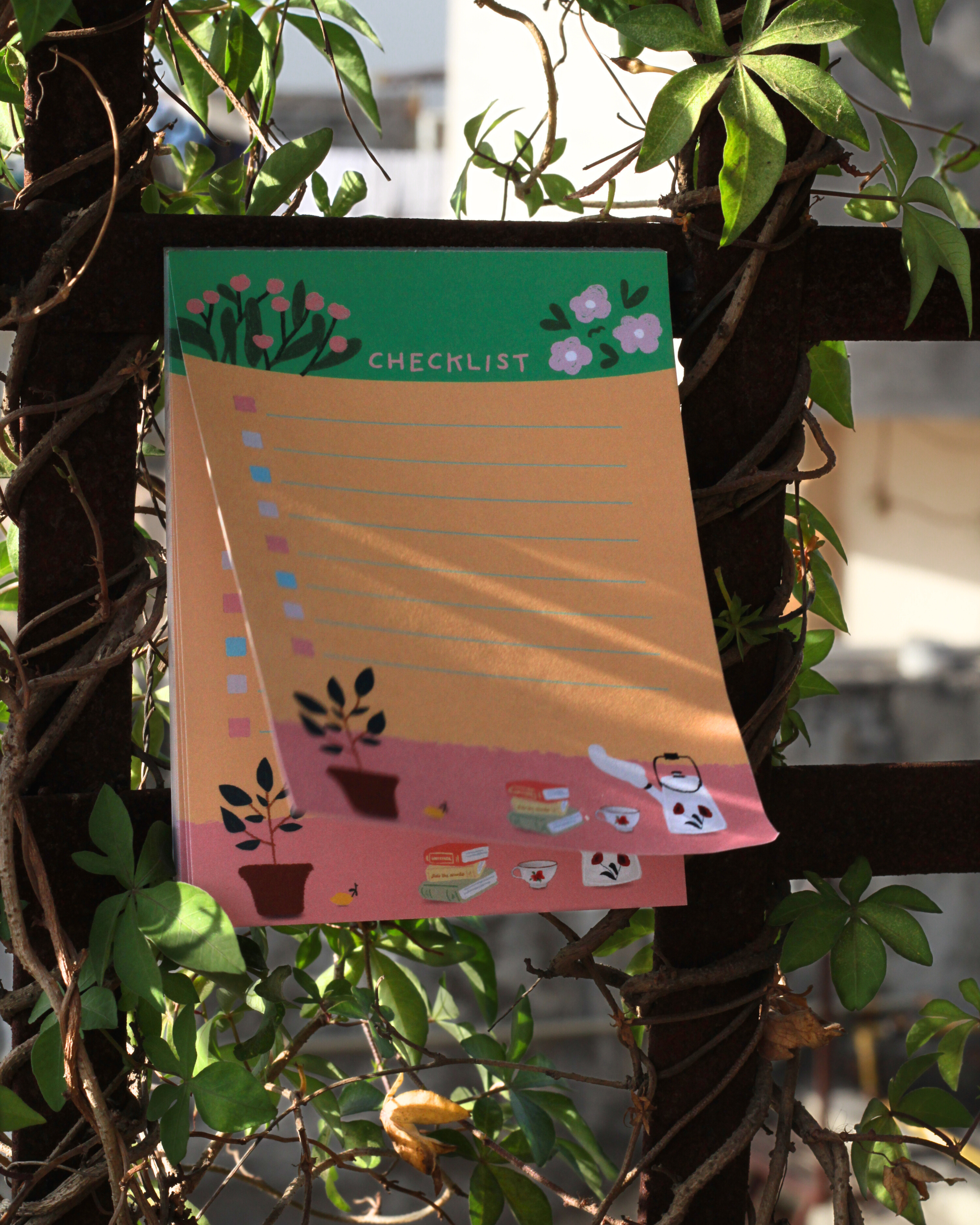 Checklist notepad with plant-themed design. Buy online India.