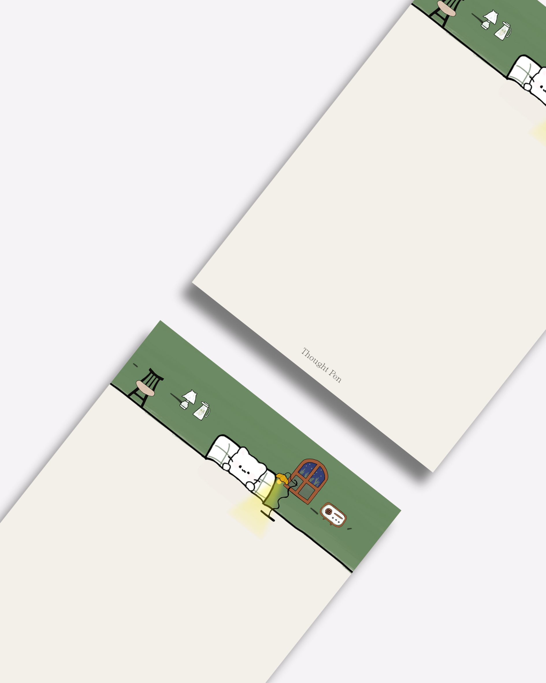 LENTO: Notepad in a Cozy Bed Illustration