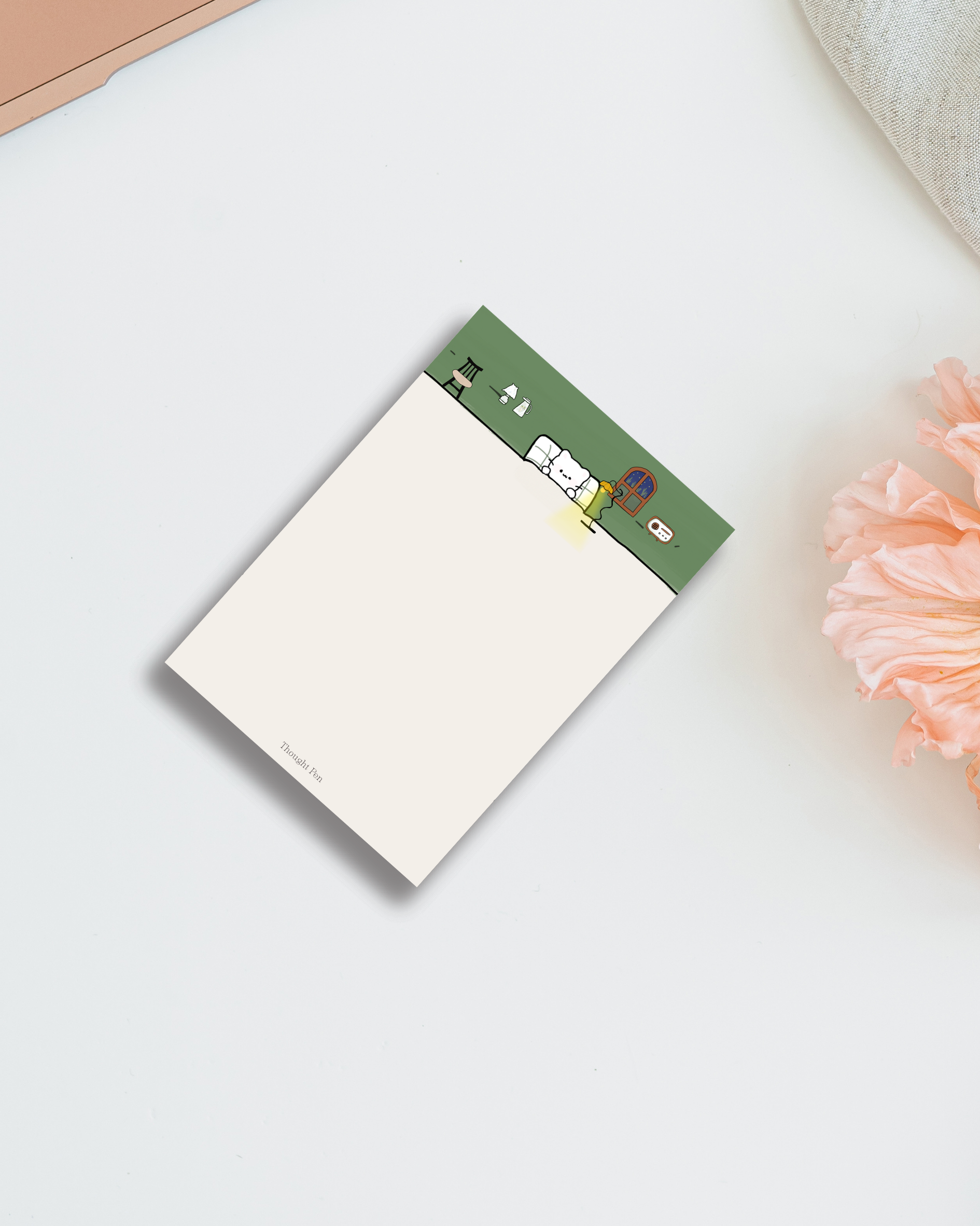 LENTO: Notepad in a Cozy Bed Illustration