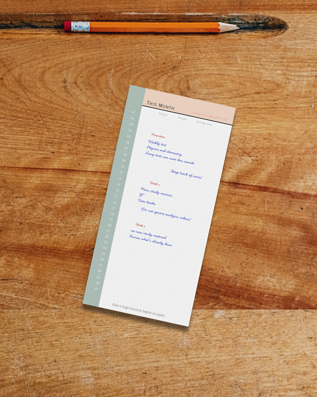 LENTO: Monthly Planning Pad