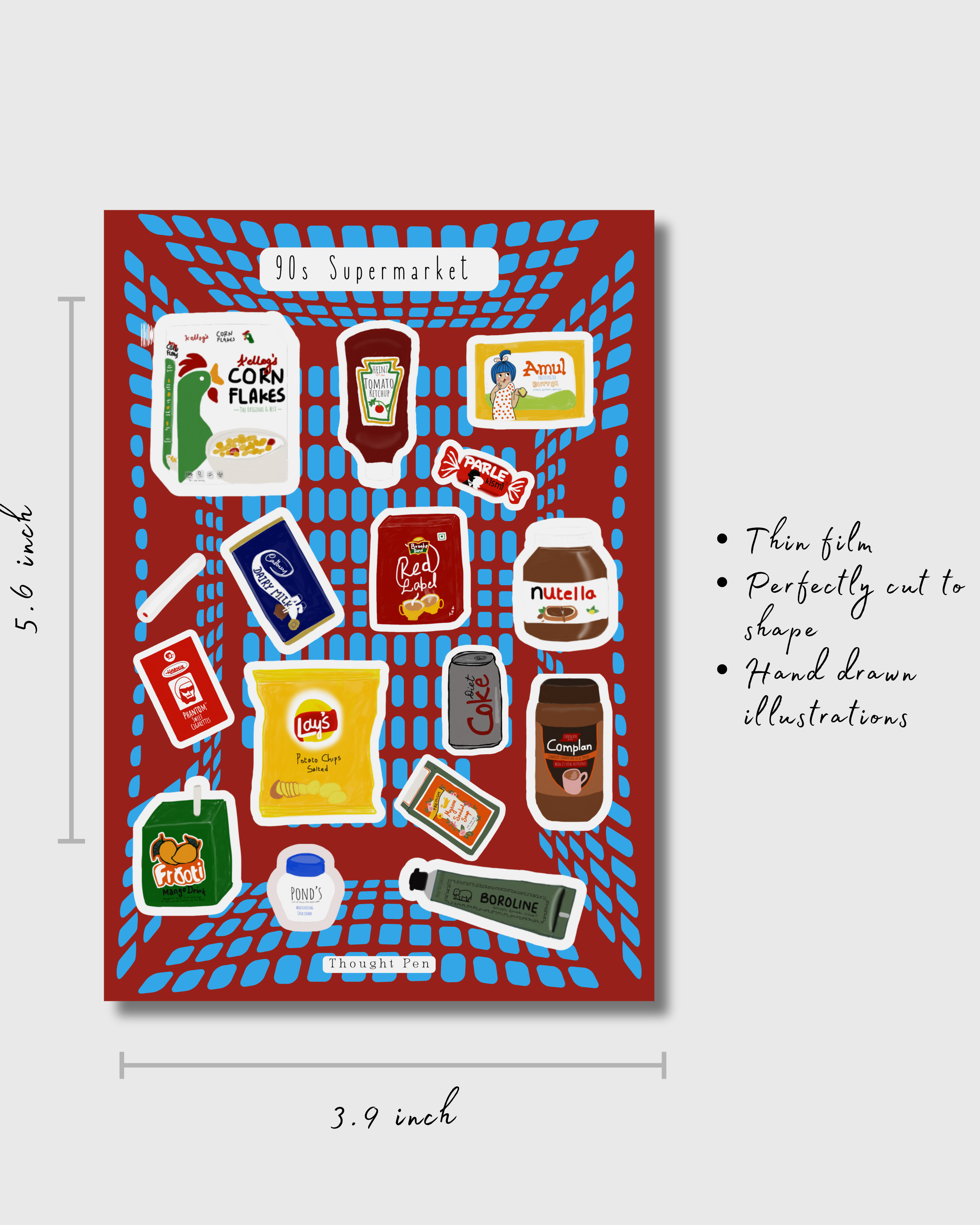 90s supermarket Mini Journaling Stickers (Pack of Three)