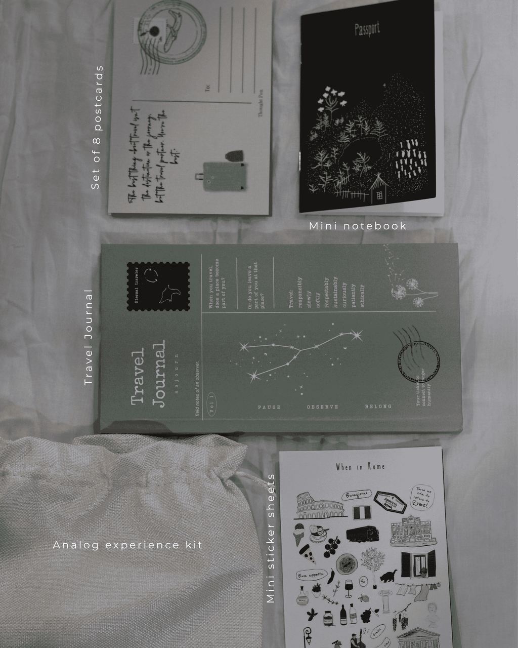 Sojourn: Travel Journal in Sage Green Cover (An analog experience Kit)