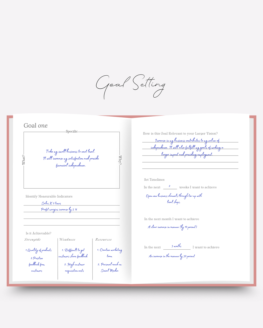 SMART Goal setting worksheet with minimal layout for planning