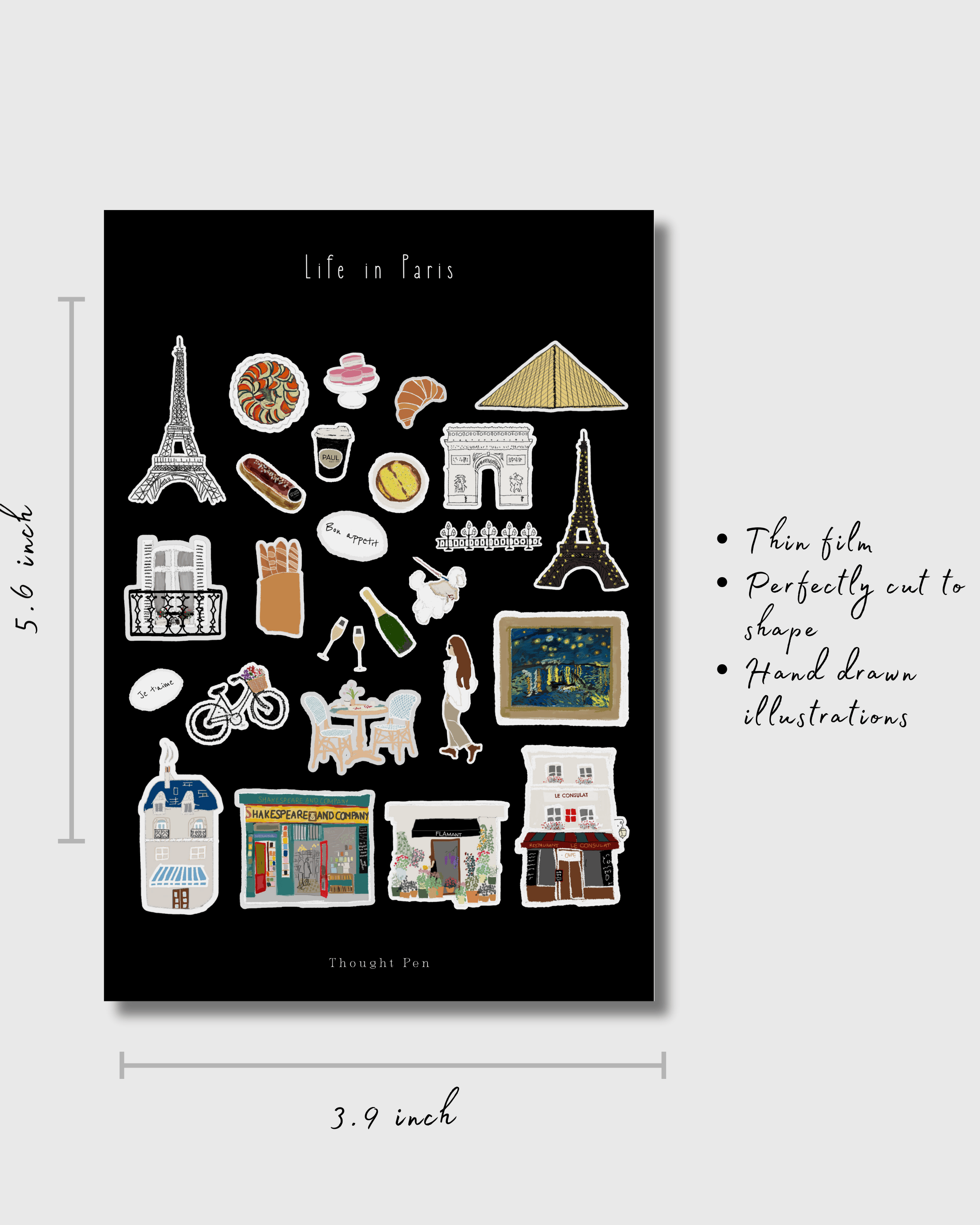 Life in Paris Mini Journaling Stickers (Pack of Three)