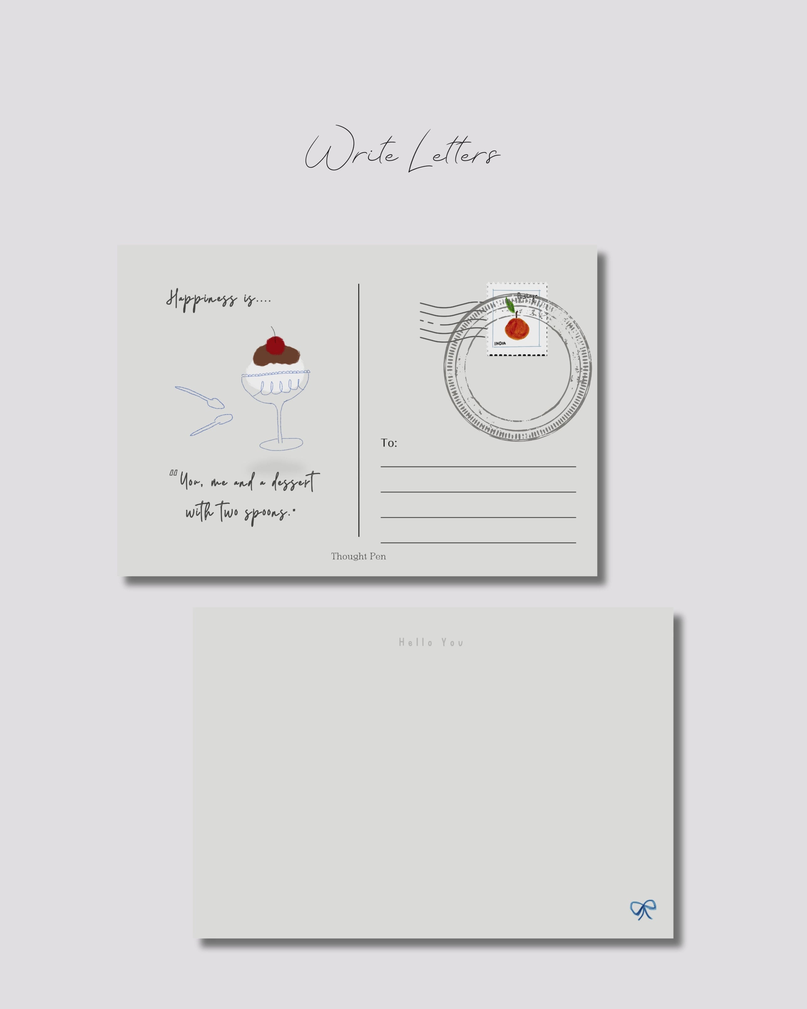 Illustrated postcard with 'Happiness quote"